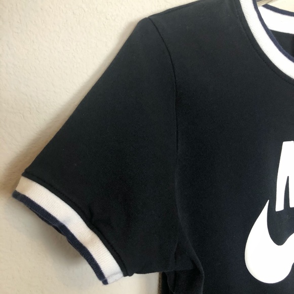 Nike Black & White Cropped Ringer T-Shirt, L - Picture 3 of 6